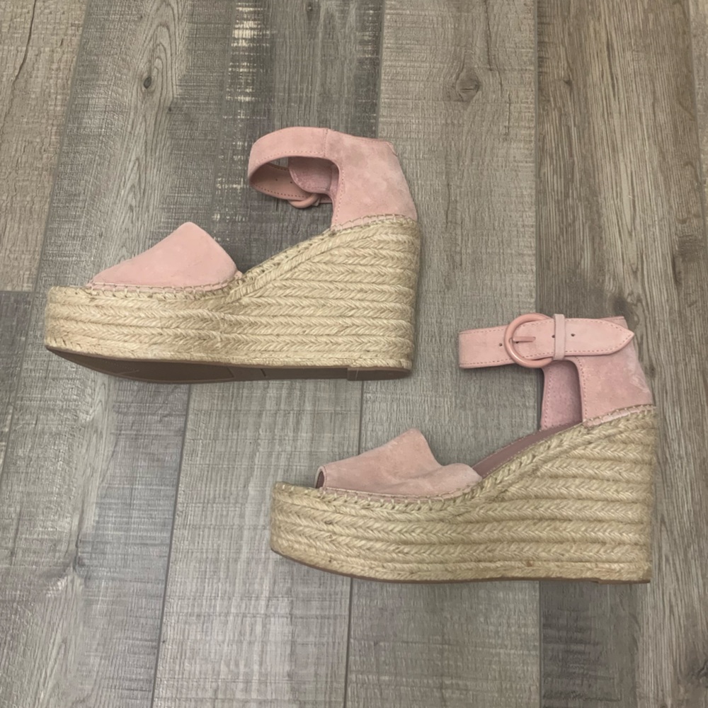 Marc Fisher LTD ALIDA ESPADRILLE WEDGE SANDAL In Pink Suede Size 9.5 NWOT!